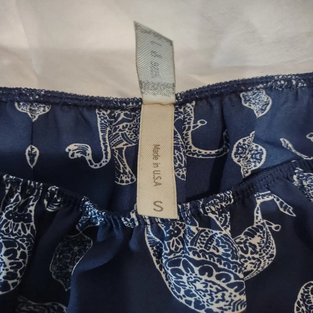 Jesse & J Blue Off-the-Shoulder Boho Elephant Print Short Romper